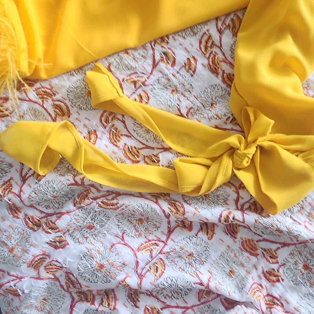 Feather Dress Yellow - Picture 12 of 12